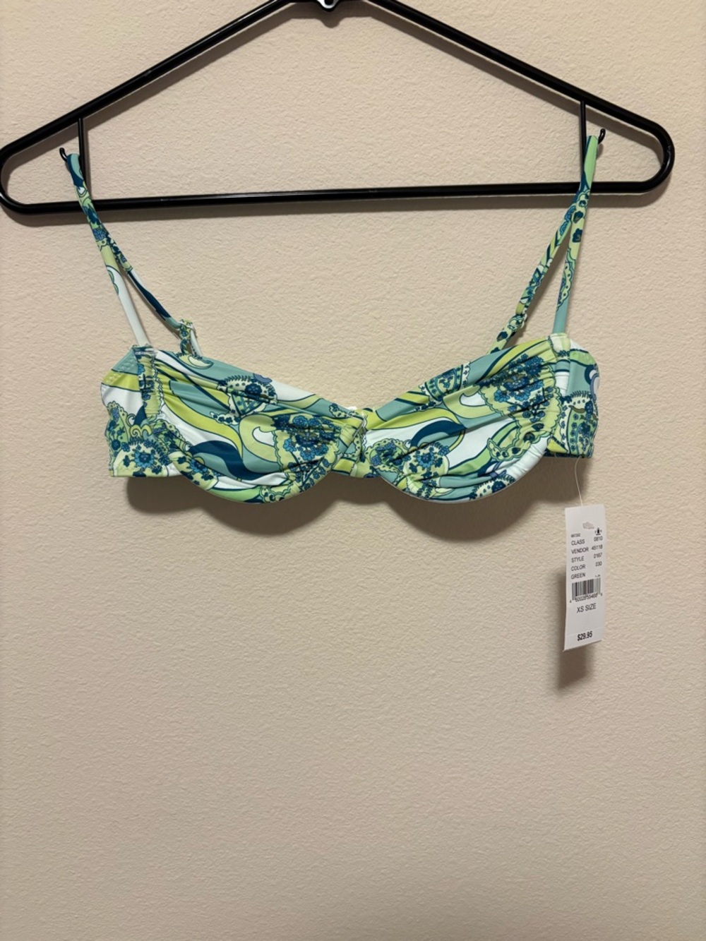 La Hearts Green & Blue Printed Underwire Bikini Top